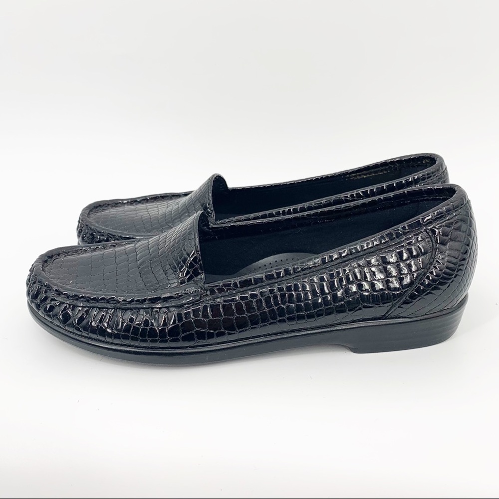 SAS Simplify Black Croc Tri-Pad Comfort Loafers